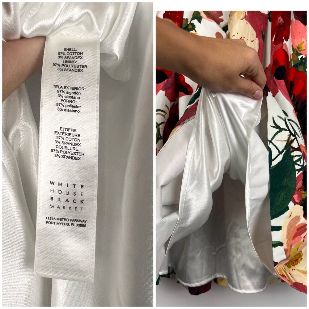 White House Black Market 00 Poppy Floral Midi Skirt Women Pleated Full-A Line - Picture 6 of 10